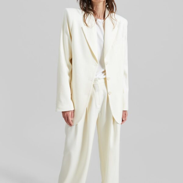 The Frankie Shop Halser Oversized Blazer - Ivory - Oversized Minimalist Jackets in Ivory - Shop at Coveti