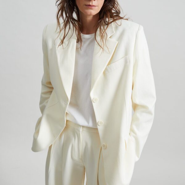 The Frankie Shop Halser Oversized Blazer - Ivory - Oversized Minimalist Jackets in Ivory - Shop at Coveti