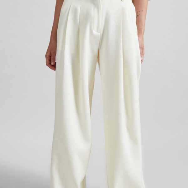 The Frankie Shop Halser Pintuck Trousers - Ivory - Oversized Minimalist Pants in Ivory - Shop at Coveti