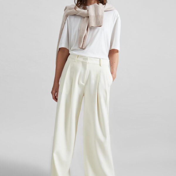 The Frankie Shop Halser Pintuck Trousers - Ivory - Oversized Minimalist Pants in Ivory - Shop at Coveti