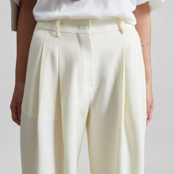 The Frankie Shop Halser Pintuck Trousers - Ivory - Oversized Minimalist Pants in Ivory - Shop at Coveti