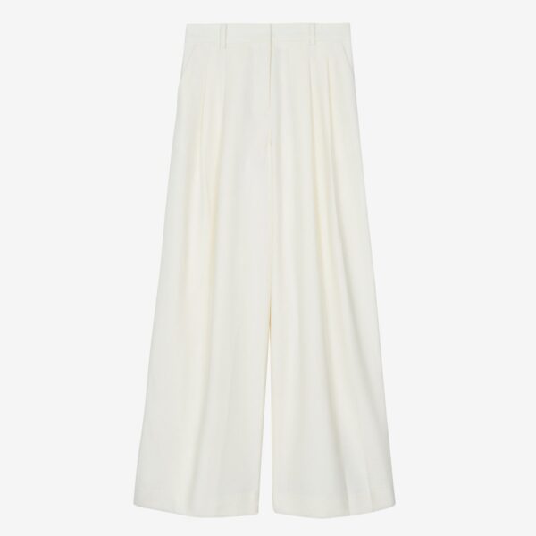 The Frankie Shop Halser Pintuck Trousers - Ivory - Oversized Minimalist Pants in Ivory - Shop at Coveti