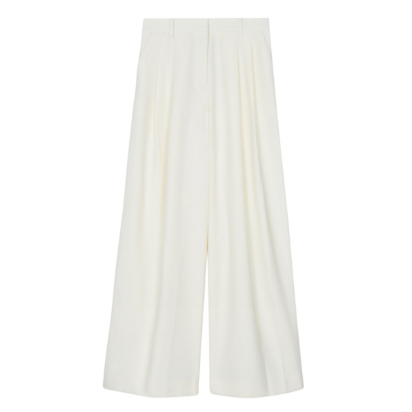 The Frankie Shop Halser Pintuck Trousers - Ivory - Oversized Minimalist Pants in Ivory - Shop at Coveti