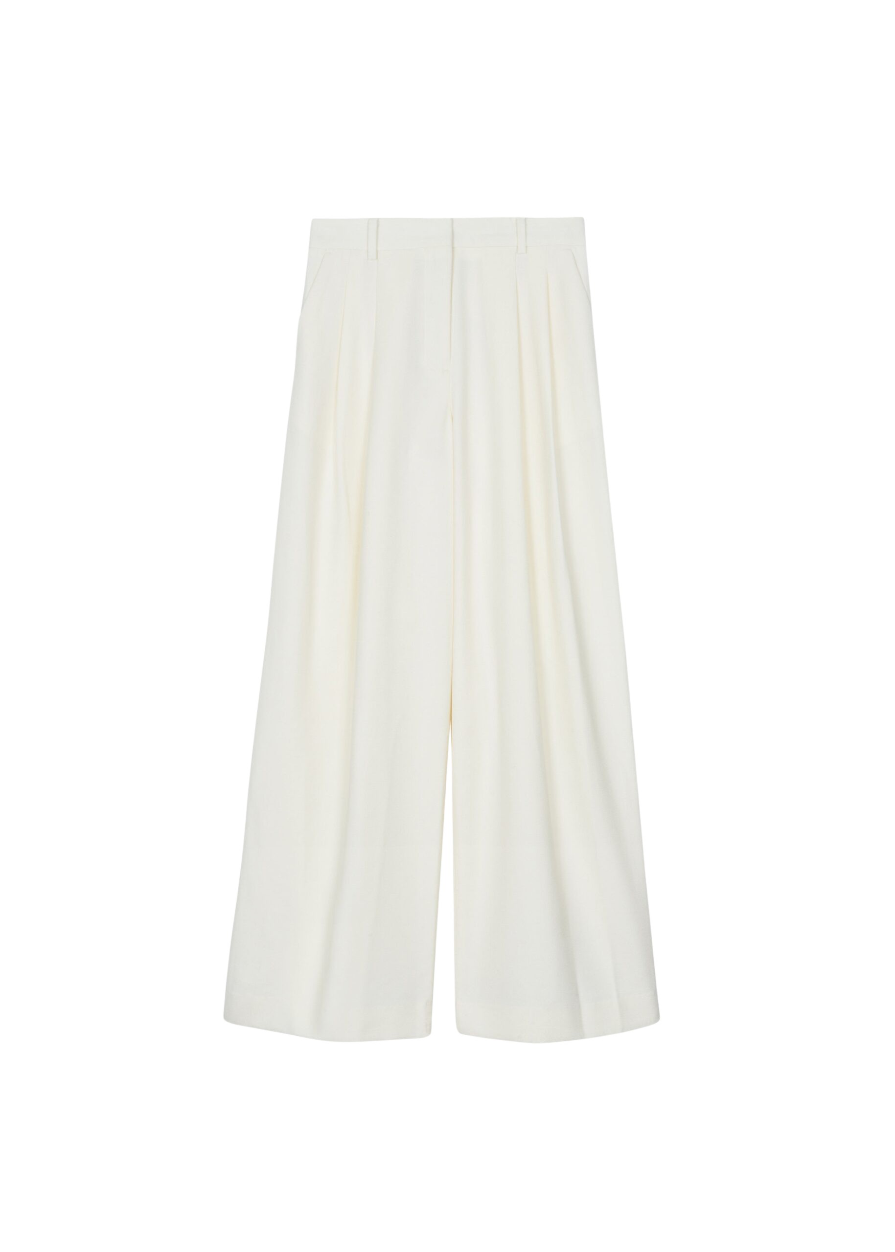 The Frankie Shop Halser Pintuck Trousers - Ivory - Oversized Minimalist Pants in Ivory - Shop at Coveti