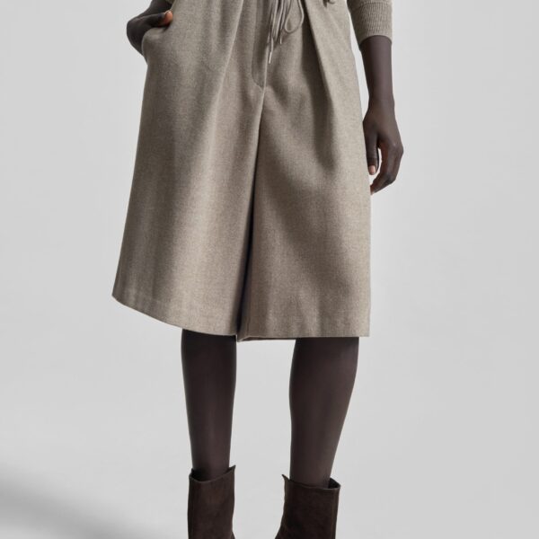 The Frankie Shop Hemavan Bermuda Shorts - Taupe - Oversized Minimalist Shorts in Brown - Shop at Coveti