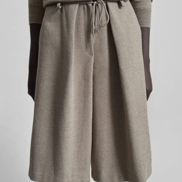 The Frankie Shop Hemavan Bermuda Shorts - Taupe - Oversized Minimalist Shorts in Brown - Shop at Coveti