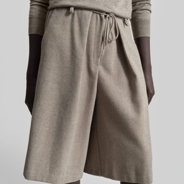 The Frankie Shop Hemavan Bermuda Shorts - Taupe - Oversized Minimalist Shorts in Brown - Shop at Coveti
