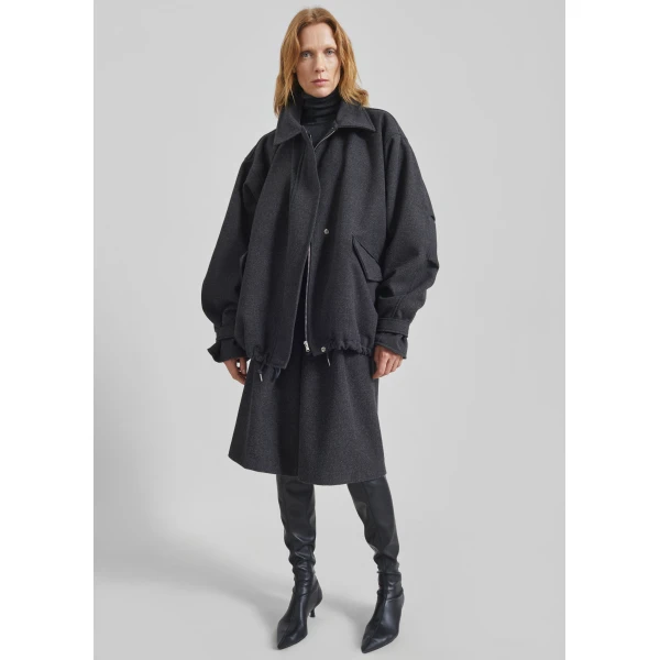 The Frankie Shop Hemavan Faux Fur Lined Jacket – Dark Grey, view 5