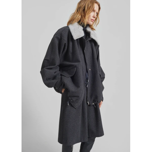 The Frankie Shop Hemavan Faux Fur Lined Jacket – Dark Grey, view 7