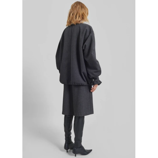 The Frankie Shop Hemavan Faux Fur Lined Jacket – Dark Grey, view 9