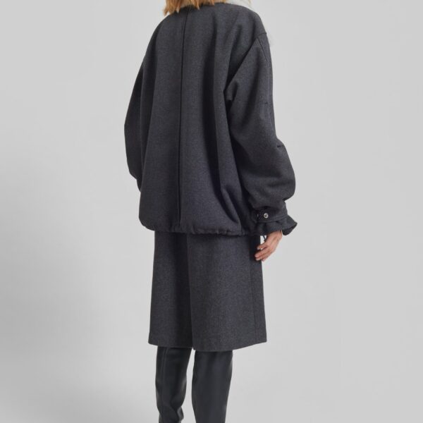 The Frankie Shop Hemavan Faux Fur Lined Jacket - Dark Grey - Oversized Minimalist Jackets in Grey - Shop at Coveti