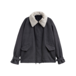 The Frankie Shop Hemavan Faux Fur Lined Jacket - Dark Grey - Oversized Minimalist Jackets in Grey - Shop at Coveti