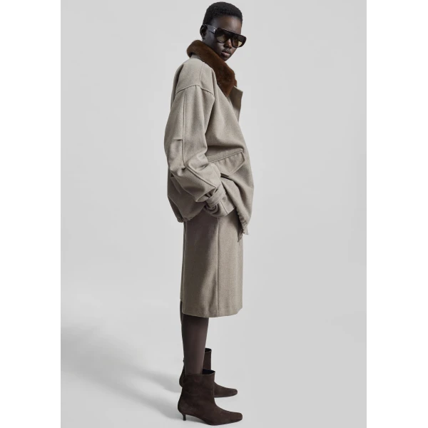 The Frankie Shop Hemavan Faux Fur Lined Jacket – Taupe, view 6