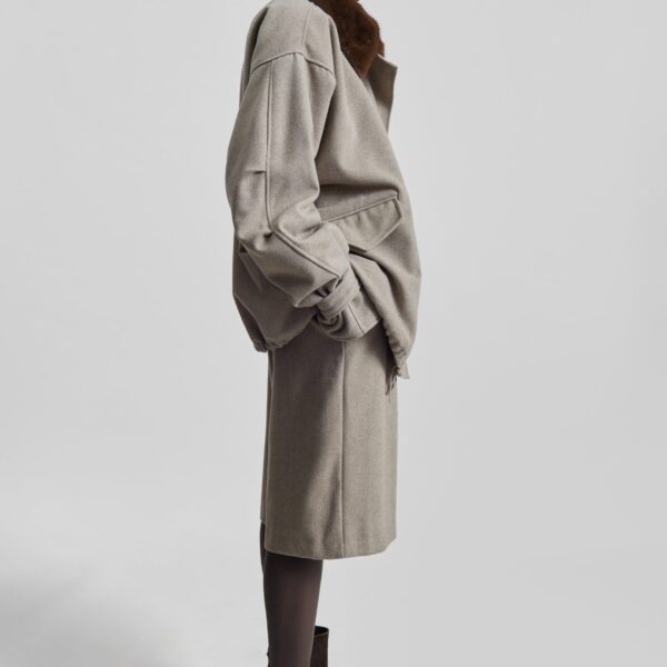 The Frankie Shop Hemavan Faux Fur Lined Jacket - Taupe - Oversized Minimalist Jackets in Brown - Shop at Coveti