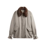 The Frankie Shop Hemavan Faux Fur Lined Jacket - Taupe - Oversized Minimalist Jackets in Brown - Shop at Coveti