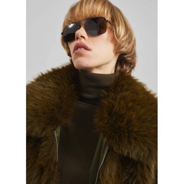 The Frankie Shop Hope Faux Fur Jacket – Moss Green, view 5