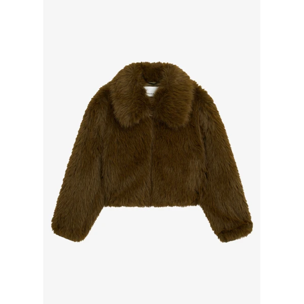 The Frankie Shop Hope Faux Fur Jacket – Moss Green, view 8