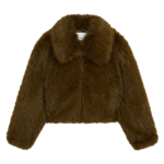 The Frankie Shop Hope Faux Fur Jacket - Moss Green - Oversized Minimalist Jackets in Green - Shop at Coveti