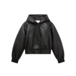 The Frankie Shop Jackson Faux Leather Bonded Bomber - Black - Oversized Minimalist Jackets in Black - Shop at Coveti