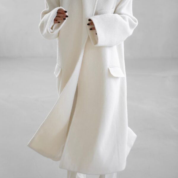 The Frankie Shop John Oversized Coat - Ivory - Oversized Minimalist Coats in Ivory - Shop at Coveti
