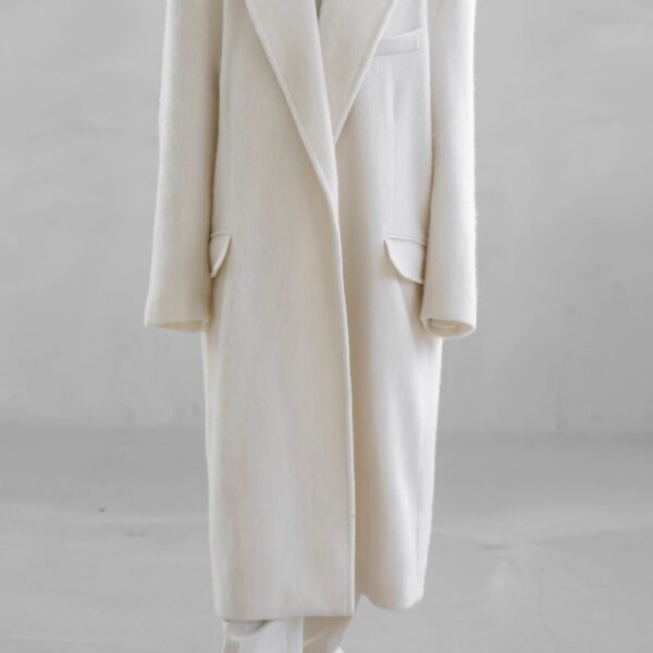 The Frankie Shop John Oversized Coat - Ivory - Oversized Minimalist Coats in Ivory - Shop at Coveti