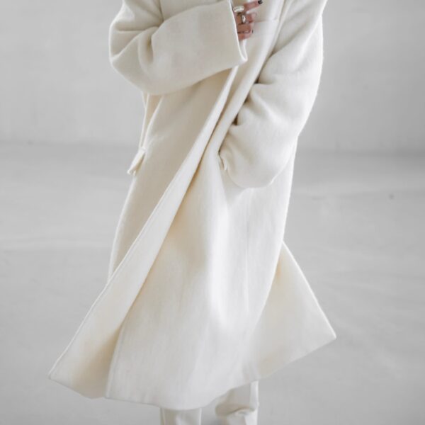The Frankie Shop John Oversized Coat - Ivory - Oversized Minimalist Coats in Ivory - Shop at Coveti