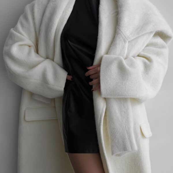 The Frankie Shop John Oversized Coat - Ivory - Oversized Minimalist Coats in Ivory - Shop at Coveti