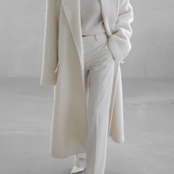 The Frankie Shop John Oversized Coat - Ivory - Oversized Minimalist Coats in Ivory - Shop at Coveti