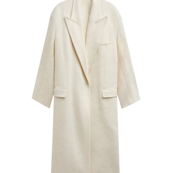 The Frankie Shop John Oversized Coat - Ivory - Oversized Minimalist Coats in Ivory - Shop at Coveti