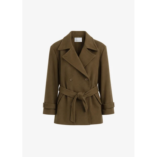 The Frankie Shop Kalmar Wool Peacoat – Pale Olive Coat, view 7