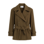 The Frankie Shop Kalmar Wool Peacoat - Pale Olive - Oversized Minimalist Coats in Green - Shop at Coveti
