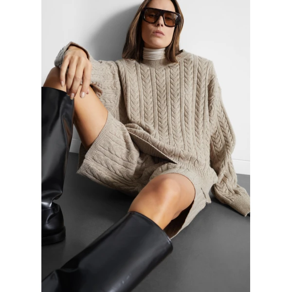 The Frankie Shop Karmoy Cable Knit Shorts – Beige, view 6
