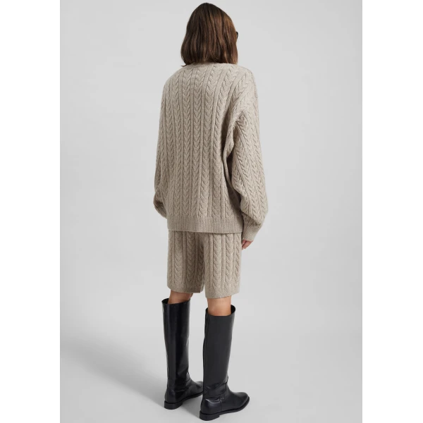 The Frankie Shop Karmoy Cable Knit Shorts – Beige, view 7