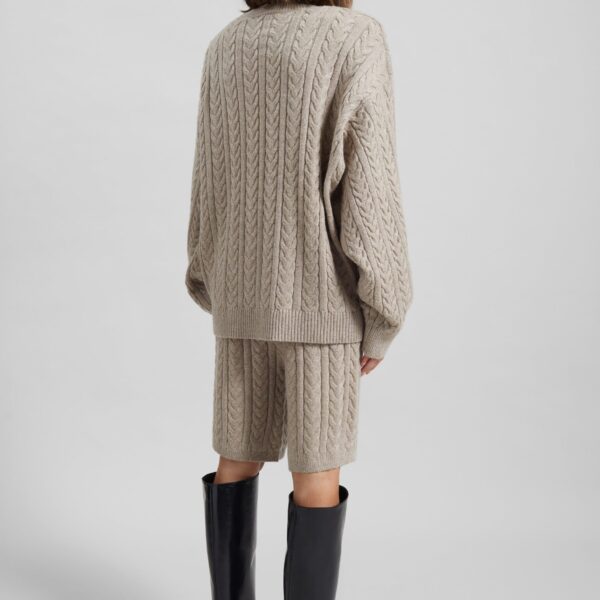 The Frankie Shop Karmoy Cable Knit Shorts - Beige - Oversized Minimalist Shorts in Beige - Shop at Coveti