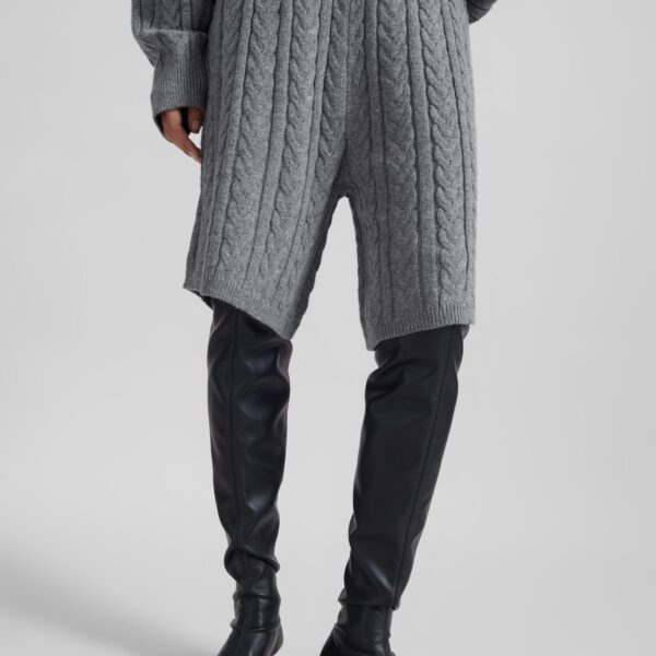 The Frankie Shop Karmoy Cable Knit Shorts - Grey - Oversized Minimalist Shorts in Grey - Shop at Coveti