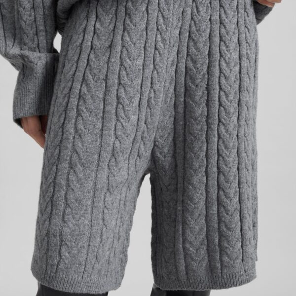 The Frankie Shop Karmoy Cable Knit Shorts - Grey - Oversized Minimalist Shorts in Grey - Shop at Coveti