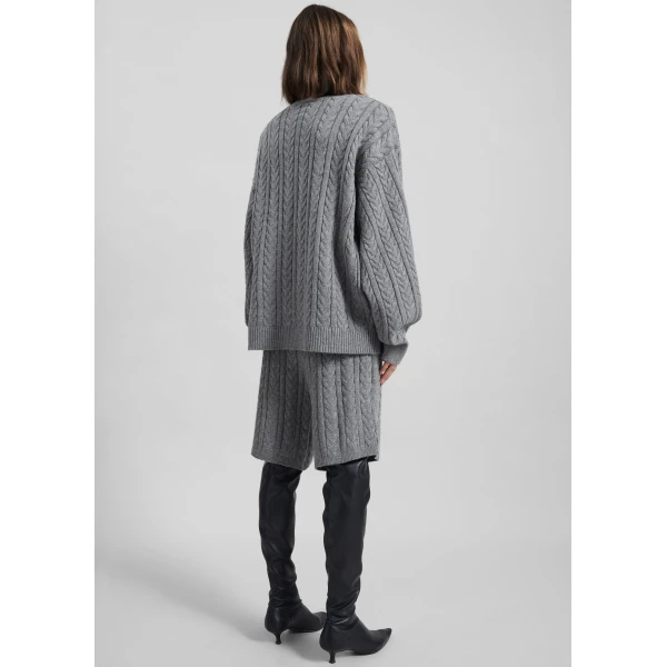 The Frankie Shop Karmoy Cable Knit Shorts – Grey, view 6