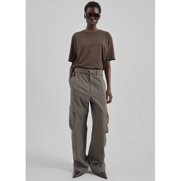 The Frankie Shop Kelly Double Weave Cargo Pants – Taupe Melange, view 6