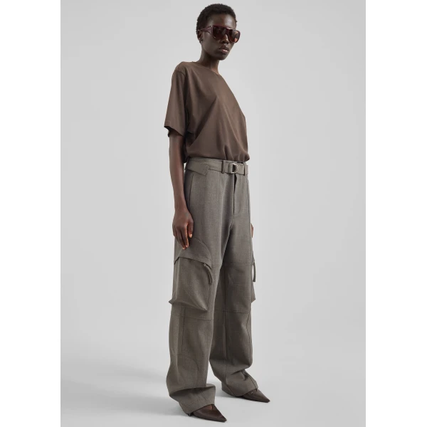 The Frankie Shop Kelly Double Weave Cargo Pants – Taupe Melange, view 7