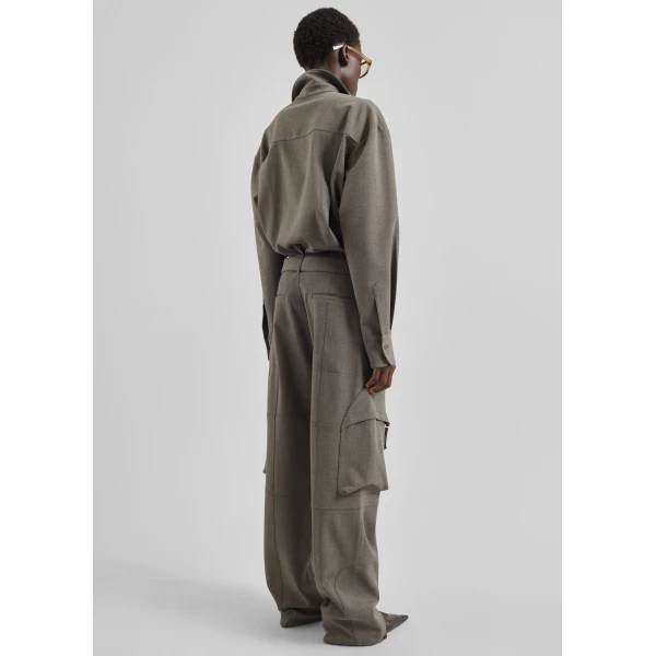 The Frankie Shop Kelly Double Weave Cargo Pants – Taupe Melange, view 8
