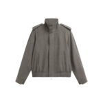 The Frankie Shop Kelly Padded Double Weave Blouson - Taupe Melange - Oversized Minimalist Jackets in Brown - Shop at Coveti