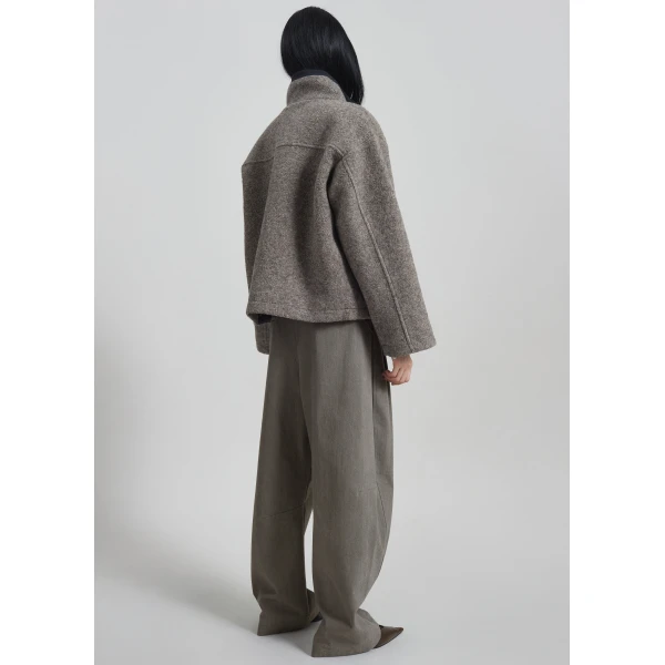 The Frankie Shop Kenei Fleece Zip Jacket – Greige Melange, view 7