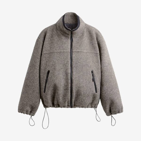 The Frankie Shop Kenei Fleece Zip Jacket - Greige Melange - Oversized Minimalist Jackets in Green - Shop at Coveti