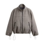 The Frankie Shop Kenei Fleece Zip Jacket - Greige Melange - Oversized Minimalist Jackets in Green - Shop at Coveti