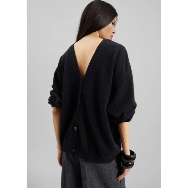 The Frankie Shop Lachen Double-Sided Wool Cardigan – Black, view 2