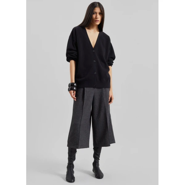 The Frankie Shop Lachen Double-Sided Wool Cardigan – Black, view 3