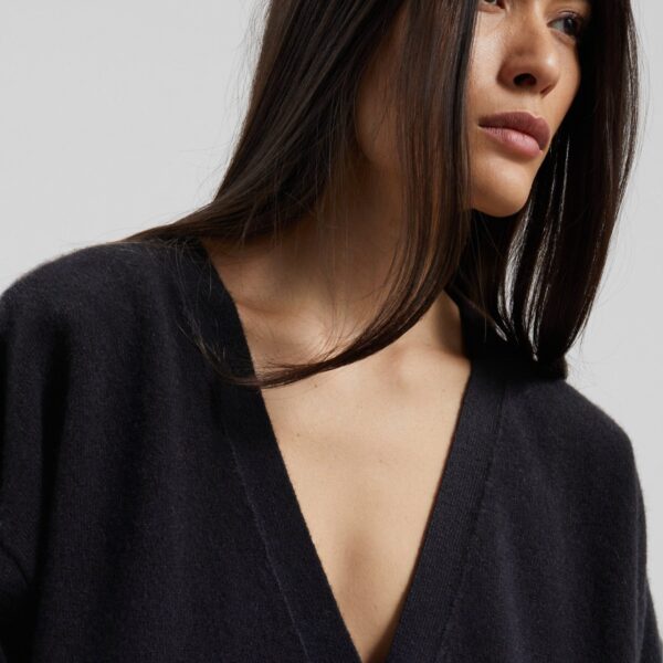 The Frankie Shop Lachen Double-Sided Wool Cardigan - Black - Oversized Minimalist Knitwear in Black - Shop at Coveti