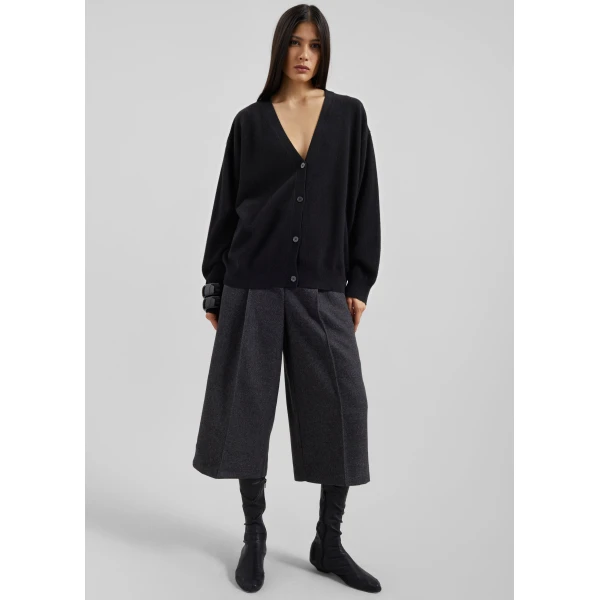 The Frankie Shop Lachen Double-Sided Wool Cardigan – Black, view 6