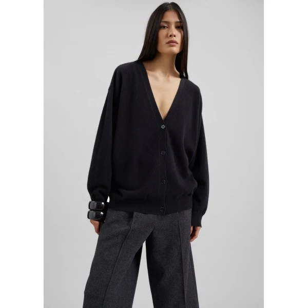 The Frankie Shop Lachen Double-Sided Wool Cardigan – Black, view 7
