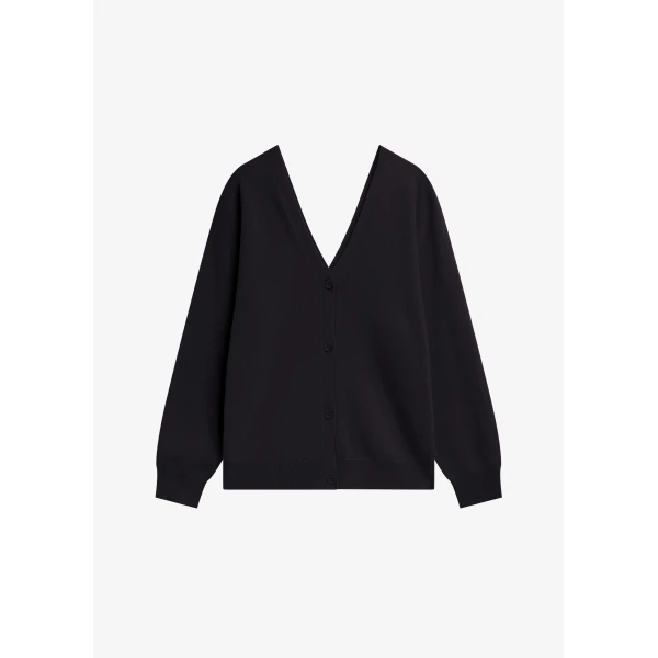 The Frankie Shop Lachen Double-Sided Wool Cardigan – Black, view 8